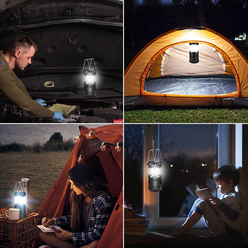 EXTRASTAR 4 Pcs LED Camping Lantern, Battery Powered Compact LED Lanterns, Suitable Survival Kits for Hurricane, Waterproof Portable Emergency Light for Storm, Outages, Black - Image 2